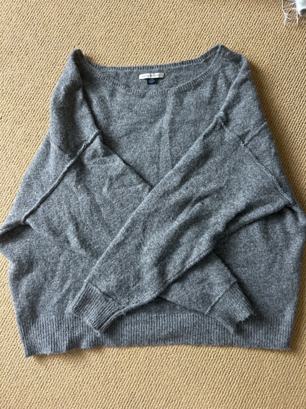 American Eagle Outfitters Heather Gray Scoop Neck Sweater